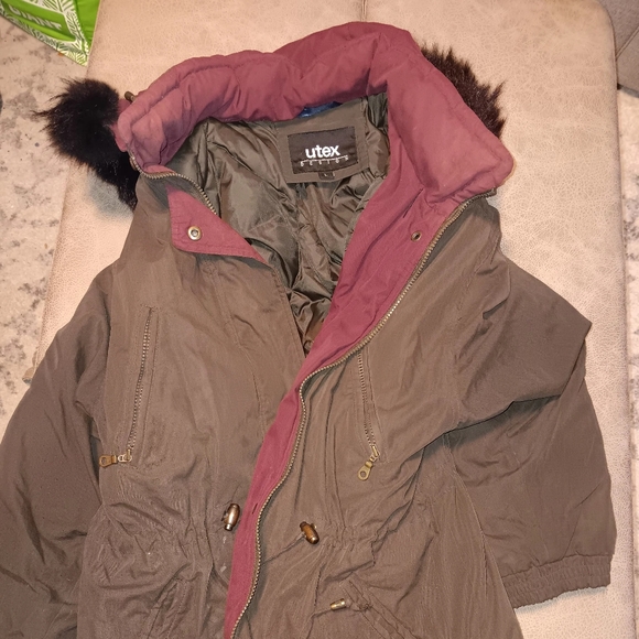 Utex design  men coat with hood and faux fur large brown - Picture 1 of 5